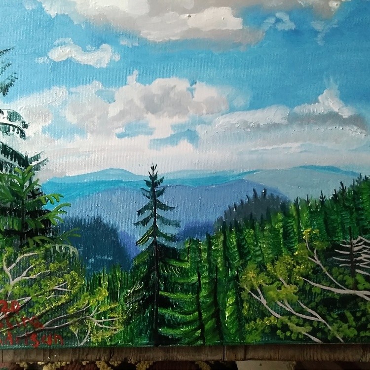 Painting, mountain landscape