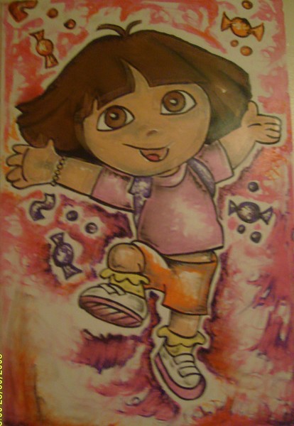 dora and boots wall mural