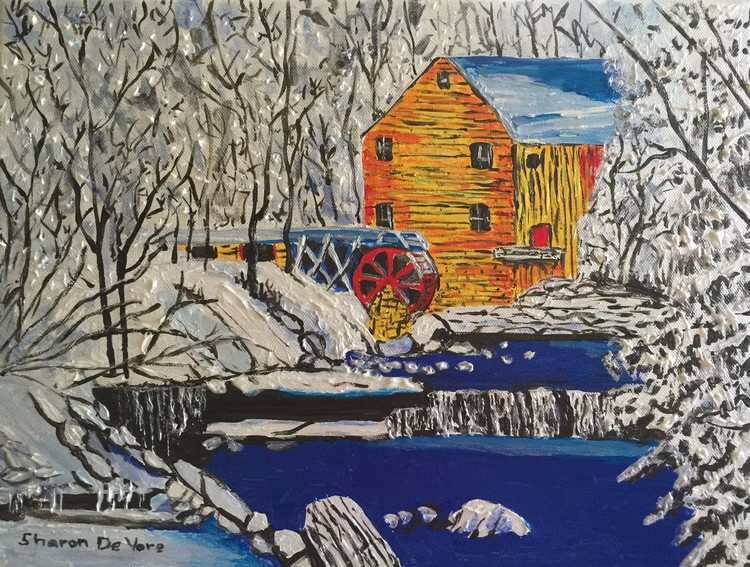 Watermill in Winter Metallic