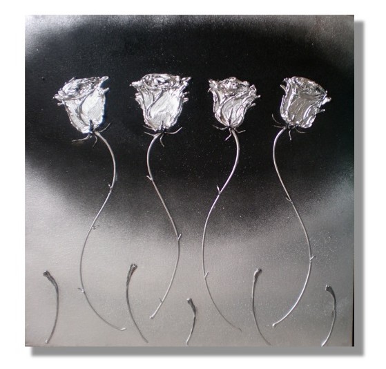 four silver roses