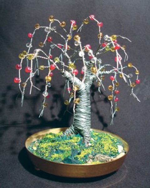 Beaded Oak - Wire Tree Sculpture       