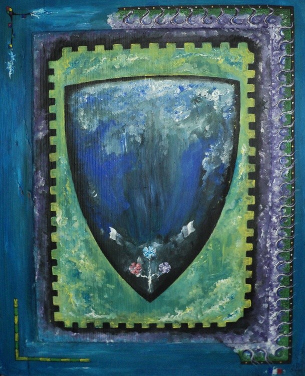 Blazonry with tree and flowers - SHIELD FACE