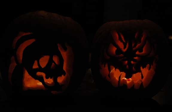 2 Carved Pumpkins