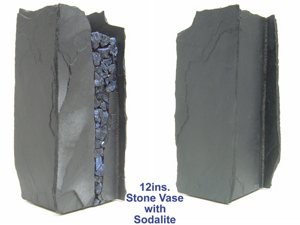 NATURAL STONE VASE  with SODALITE