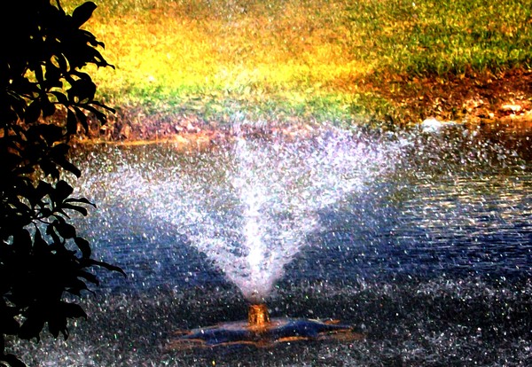 Colors in the water fountain rainbow