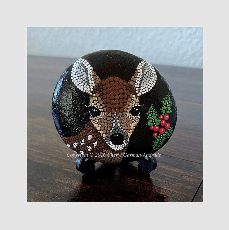 Fawn & Holly Dot Art River Stone