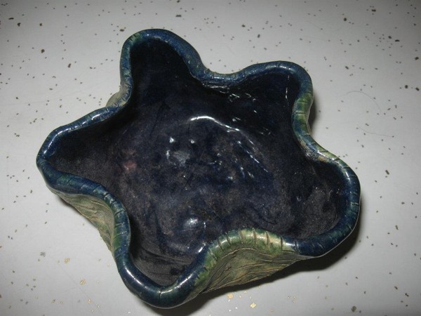 inside detail of blue and green ceramic bowl