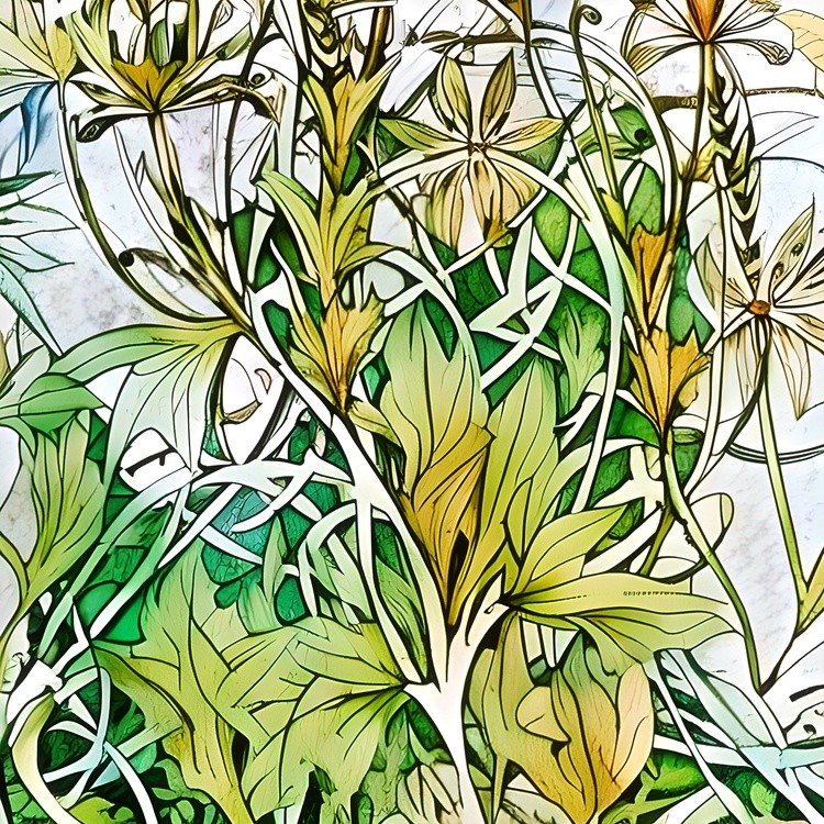 Watercolor Yellow and green botanical