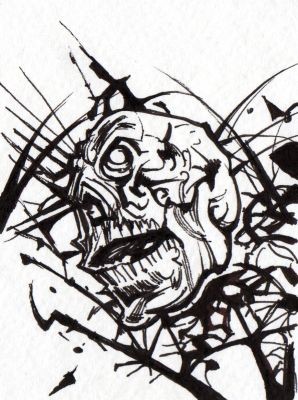 Skull ACEO b & w II