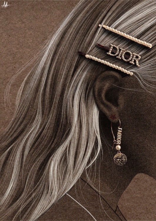 Dior hair pins digital illustration 