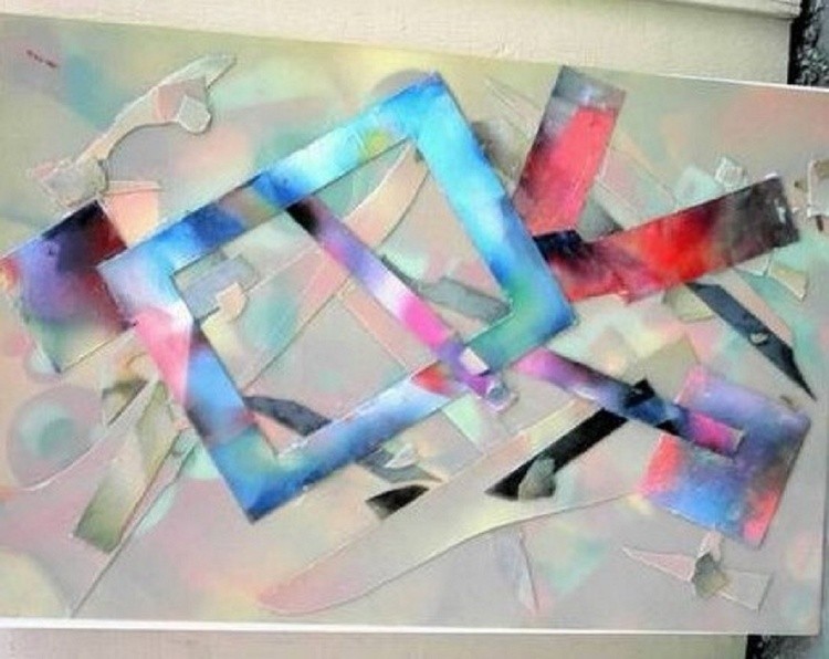 Minefield Sweeper (collage plastic panel on canvas) ..(C) 2003 ELTON HOUCK
