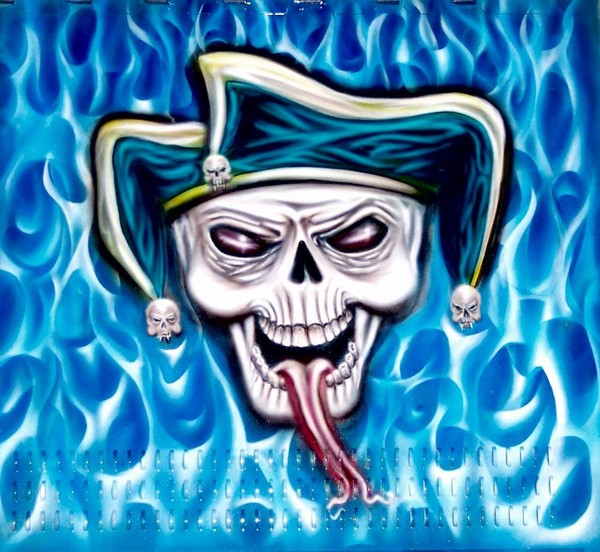 Joker skull with blue fire