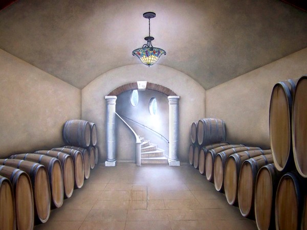 Zoomed in wine cellar