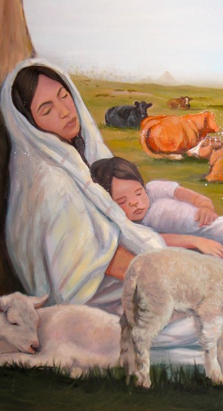 Pastoral Scene.  Mother and Child