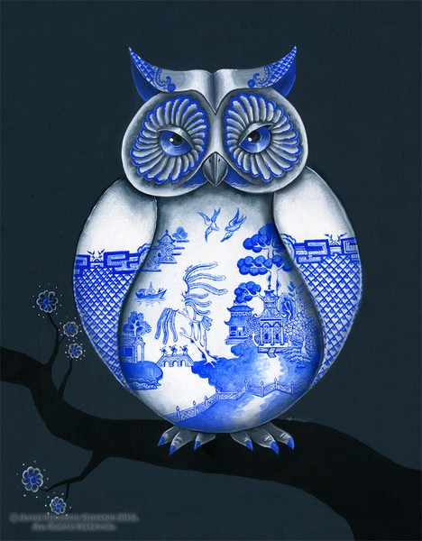 Blue Willow Owl