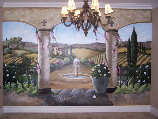 A tuscany scenery mural