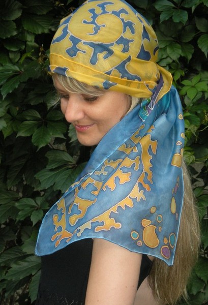 Silk scarf-Flowing.wearable art.Gift idea
