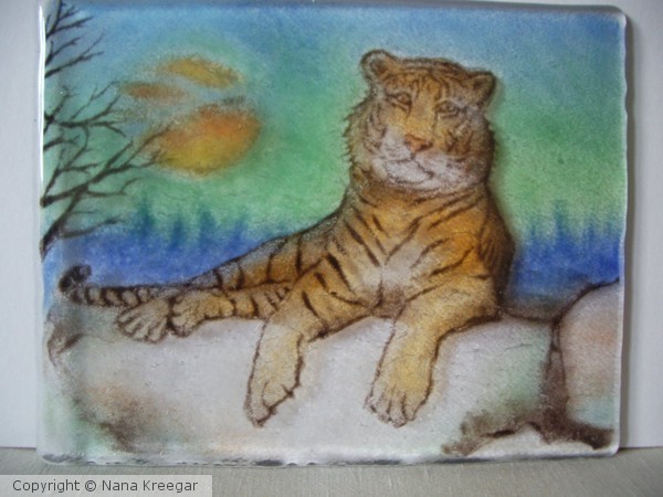Siberian Tiger in Fused Glass