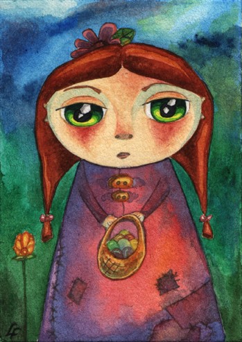 Green-eyed Girl With Easter Egg Basket