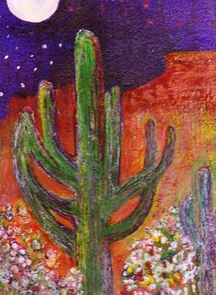 Sedona Arizona Cacti at Night