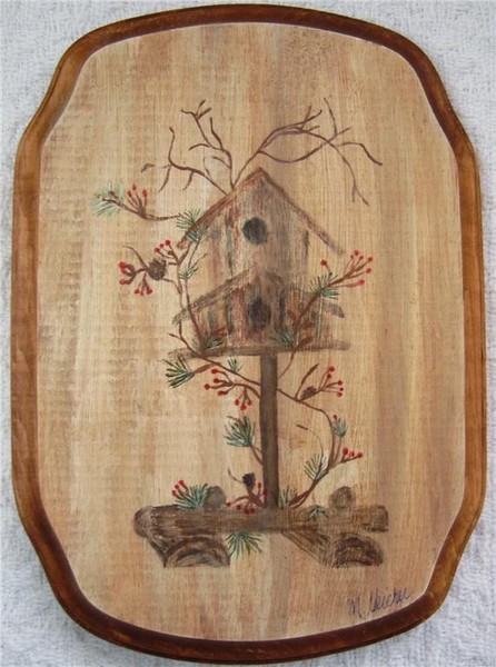Primitive Birdhouse Painting on Wood