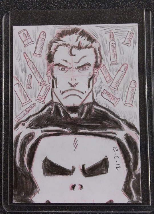 2.5in x 3.5in Punisher sketch card. 