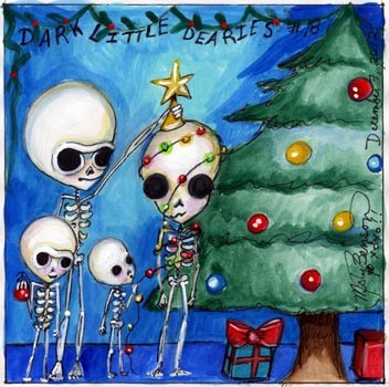 Dark Little Dearies #18 - Skeleton Christmas Art