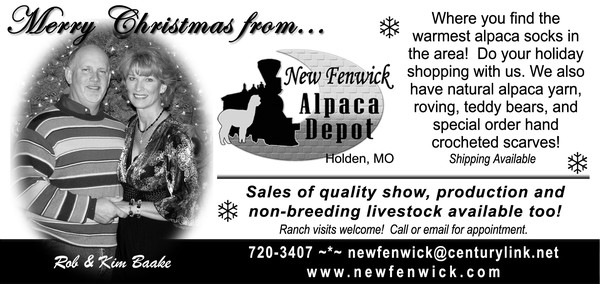 Christmas ad for New Fenwick Alpaca Depot