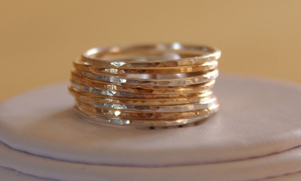 Gold & sterling silver stacking rings