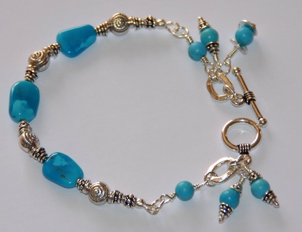 Natural Sleeping Beauty Turquoise Silver Bracelet