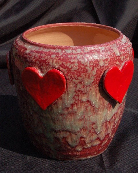 Red heart vase