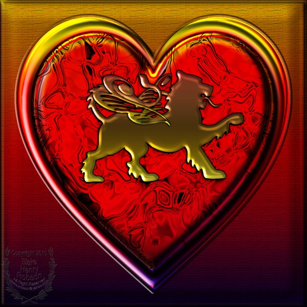 Winged Golden Lion Heart & Golden Rainbow II