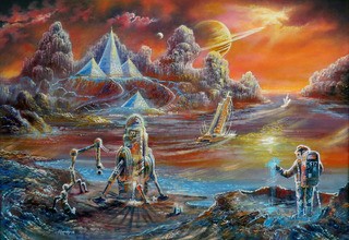 Sailboats of the Titan. 2125 year.
