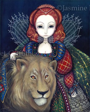 Queen Elizabeth and a Lion