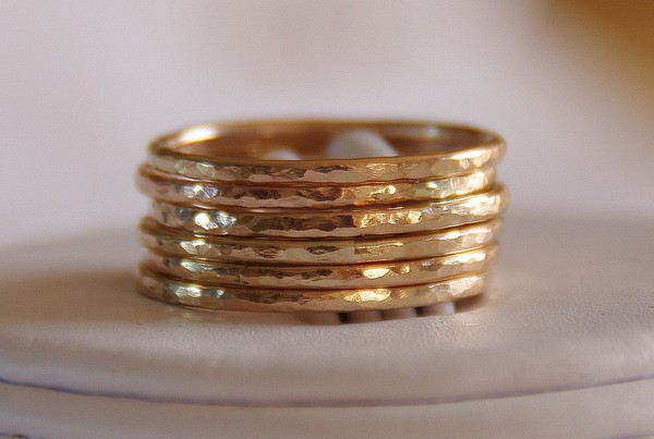 Gold Stackable Rings - handmade wedding bands