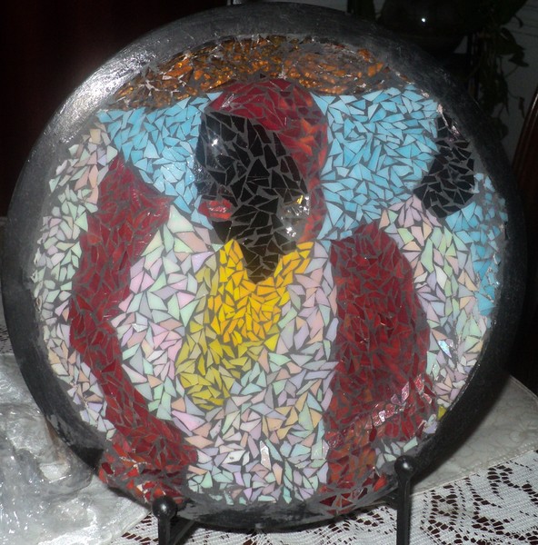 Mosaic in a wooden bowl