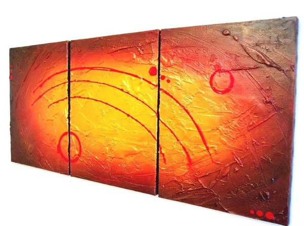 Enigmatic Gold abstract painting for sale red gold