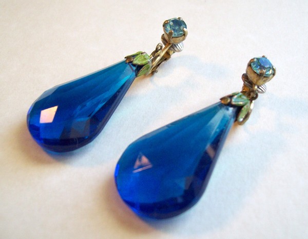 Old Blue Glass Earrings