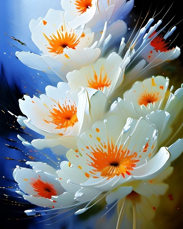 Bright white and orange blossoms
