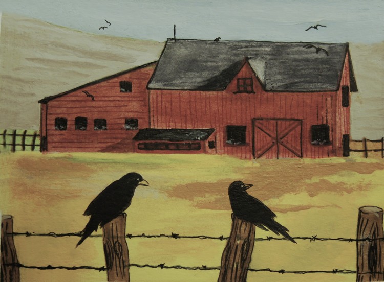 Vintage Barn & Crows