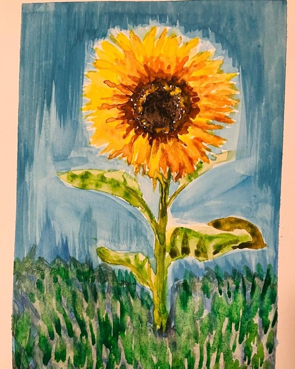 justart sunflower in watercolor 