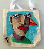 Face and Yin Yang Bird Tote Bags
