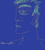 Blueboy's introspection draws a blank..(C)..2002..ELTON HOUCK....digital---MINDLESS BLUEBOY ART....