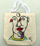 Double Birdy Face and Big Lipped Face Tote Bags