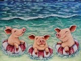 Three Swimming Pigs