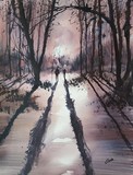 Winter Sun, Sutton Park Watercolour Painting by Steven Cronin