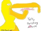 2 miinute art--TAFFY TWISTING DUCK..(c) 2020..elton houck..digital..2 minute duck/taffy twisting art