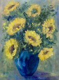 Sunflowers in Blue Vase