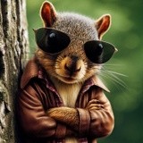 Squirrel in a leather jacket 