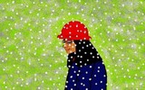 red hat with snow